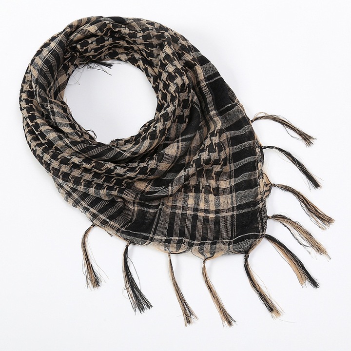 Мъжки тактически шал Shemagh, с пискюли, Allizban®, Arab Keffiyeh, Полиестер, Унисекс, 95CMx95CM, Многоцветен