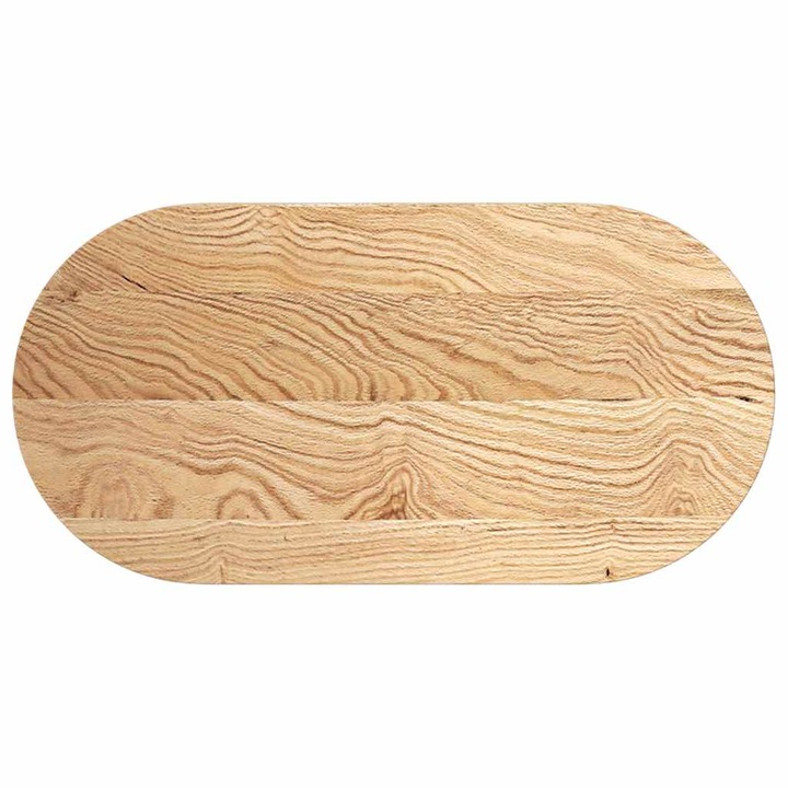 Blat de masa vidaXL, 100x50x2 cm, lemn masiv de stejar oval, 6.85 kg