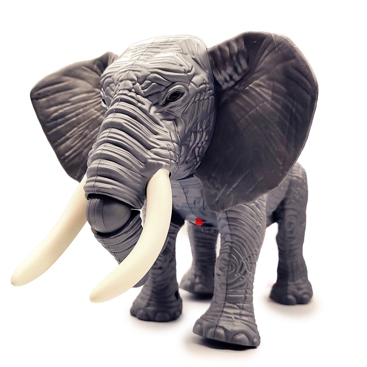Interaktív játék, Elefánt elemekkel, 24cm, hangokkal és fényekkel, szürke, Vision XXI