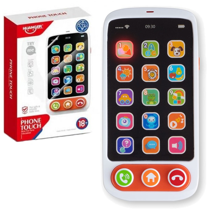 Interaktív okostelefonos játék gyerekeknek, fények, több interaktív hang és dal, angol nyelv, SOLTOY Phone Touch