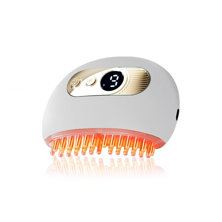 Elektromos masszírozó, ZXJDN®, 9 vibrációs mód, 9 fűtési fokozat, TENS impulzus technológia, kaparó funkció, alkalmas nyirokelvezetésre, méregtelenítésre, újratölthető, fehér