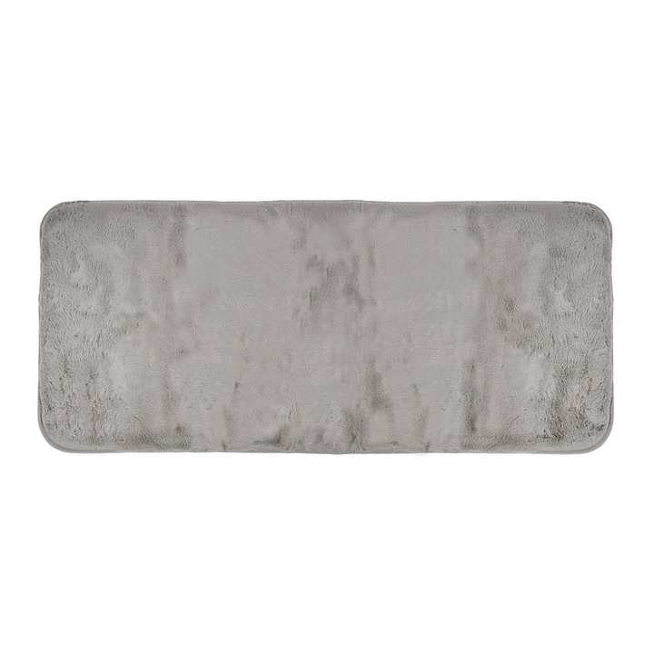 Covoras Decorativ de Iarna, Imitatie Blana Rabbit, Taupe, 140x60cm, Antiderapant
