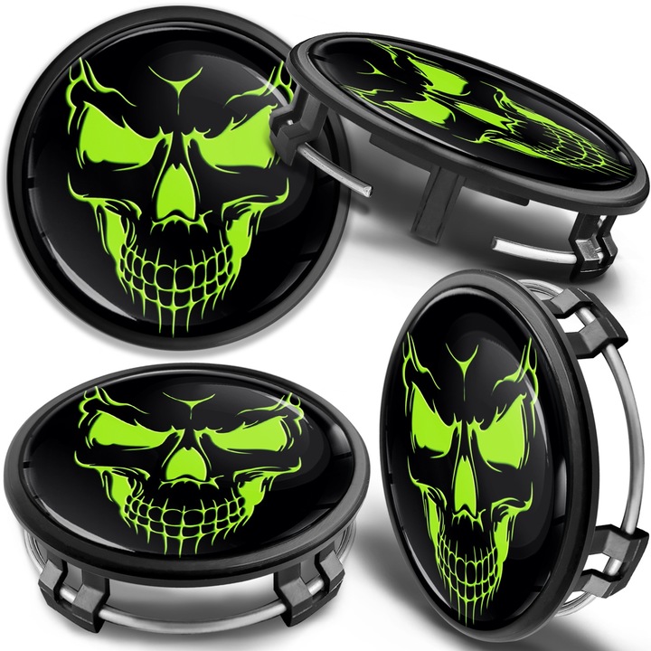 SkinoEu keréksapka készlet 75mm Kompatibilis a Mercedes Benz könnyűfém keréktárcsákkal B66470202 / B66470200 Skull CM 66 4db