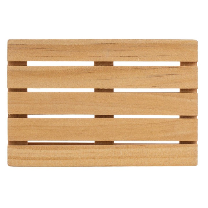 Fa pohártartó, Raklapmodell, Natúr szín, 12x8x1,8cm