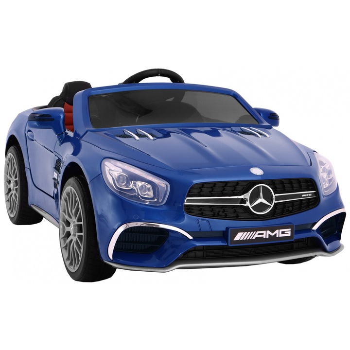 Masina electrica pentru copii Mercedes AMG SL65 Abastru 12V, telecomanda, MP3 LED, roti din cauciuc, scaun din piele sintetica