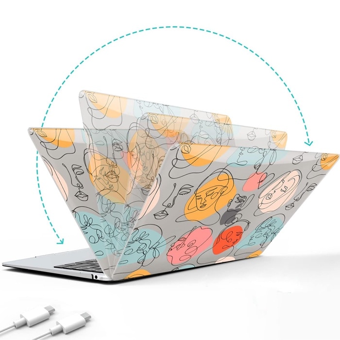 Husa cu Fete, Design Artistic, Compatibila cu MacBook Touchbar Air 13", Protectie eficienta, Transparenta si Multicolor
