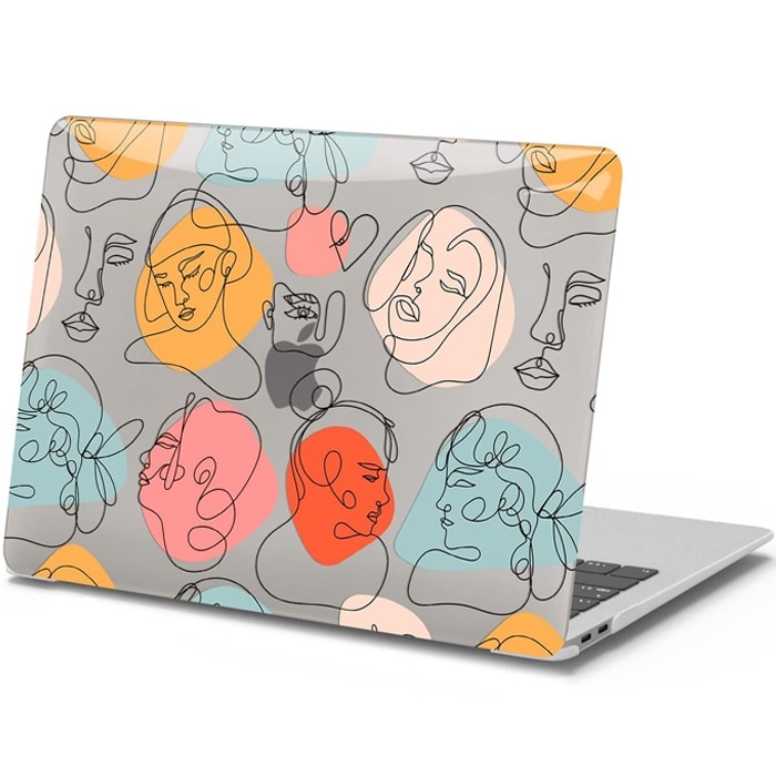Husa cu Fete, Design Artistic, Compatibila cu MacBook Touchbar Air 13", Protectie eficienta, Transparenta si Multicolor