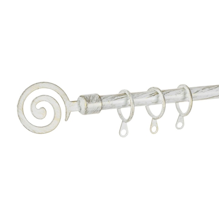 Galeria Metalica Pentru Perdele, Alb Brushed, Lungime Ajustabila 60-120 cm, Spirala Decorativa