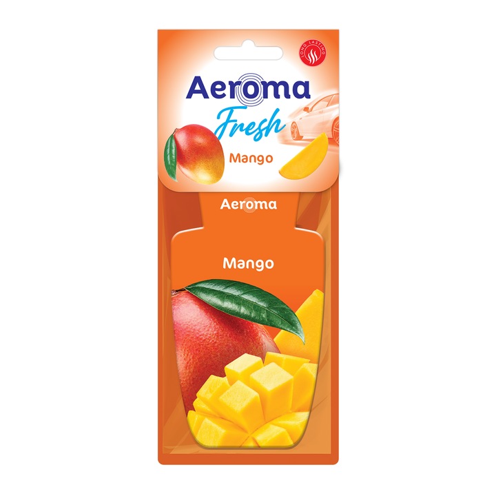 Karton autó légfrissítő, Aeroma Fresh, Mango illat