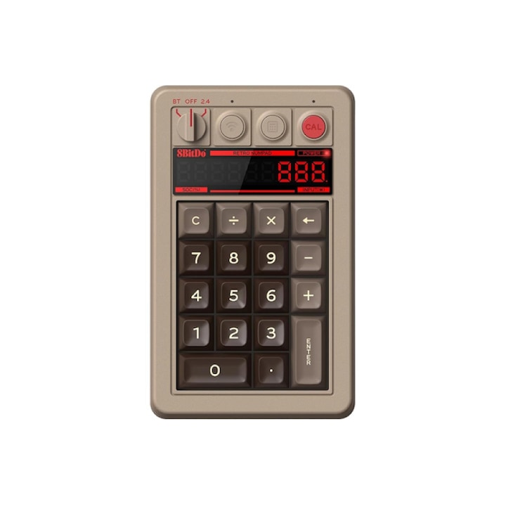 Цифрова клавиатура 8BitDo Retro 18 C64, 18 клавиша, безжична, кафява, 170x104x45.5mm