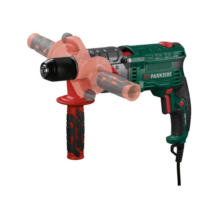 Masina performanta de gaurit cu percutie Parkside: D5, 500W, turatie 3200, max 49000 percutii, 13 Nm, cablu 2m