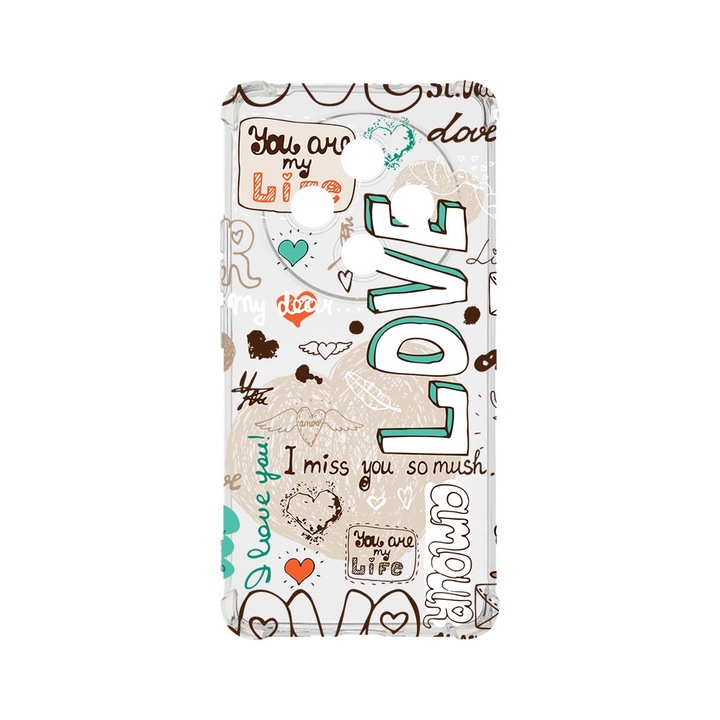 BestCase Anti Shock 1.5MM telefontok, kompatibilis modell Xiaomi Redmi 14C, Love, Air Cushion Technology, AS 25