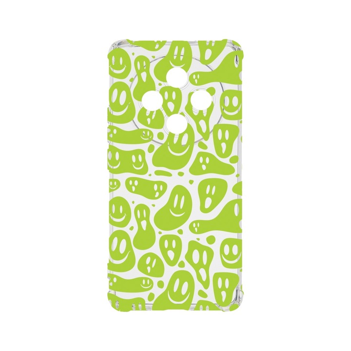 Husa pentru OPPO Reno12 F 5G / Reno12 FS 5G, BestCase® Anti Shock 1.5MM, Green Acid Smiley, Air Cushion Technology, Protectie camera, ecran si colturi, AS 1051