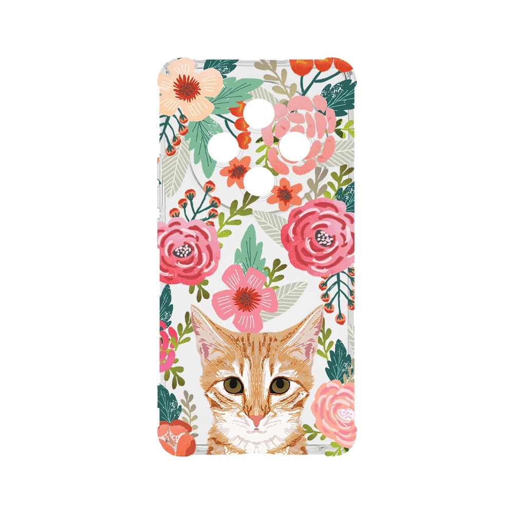 Husa pentru Xiaomi Redmi 14C, BestCase® Anti Shock 1.5MM, Cat and Flowers, Rezistenta La Socuri, Protectie camera, ecran si colturi, AS 638