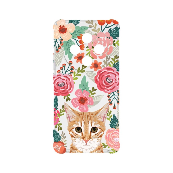 BestCase Anti Shock 1.5MM telefontok, kompatibilis modell Xiaomi Redmi 14C, Cat and Flowers, Air Cushion Technology, AS 638