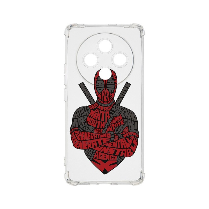 BestCase Anti Shock 1.5MM telefontok, kompatibilis modell Xiaomi Redmi 14C, Calligraphy Dead Red, Air Cushion Technology, AS 1520