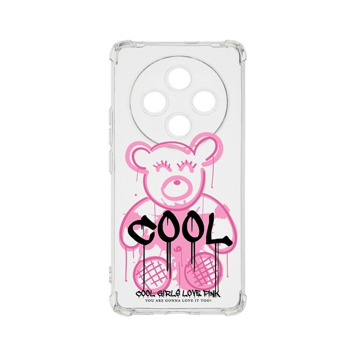 BestCase Anti Shock 1.5MM telefontok, kompatibilis modell Xiaomi Redmi 14C, Teddy Bear Cool Pink, Air Cushion Technology, AS 1551