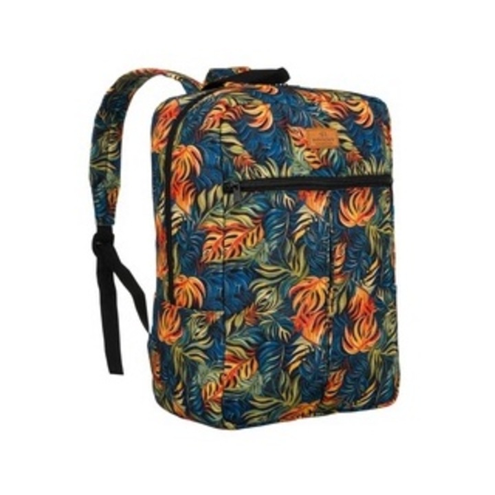Rucsac dama, Rovicky, model cu imprimeu frunze, 40x20x25cm, un compartiment, multicolor