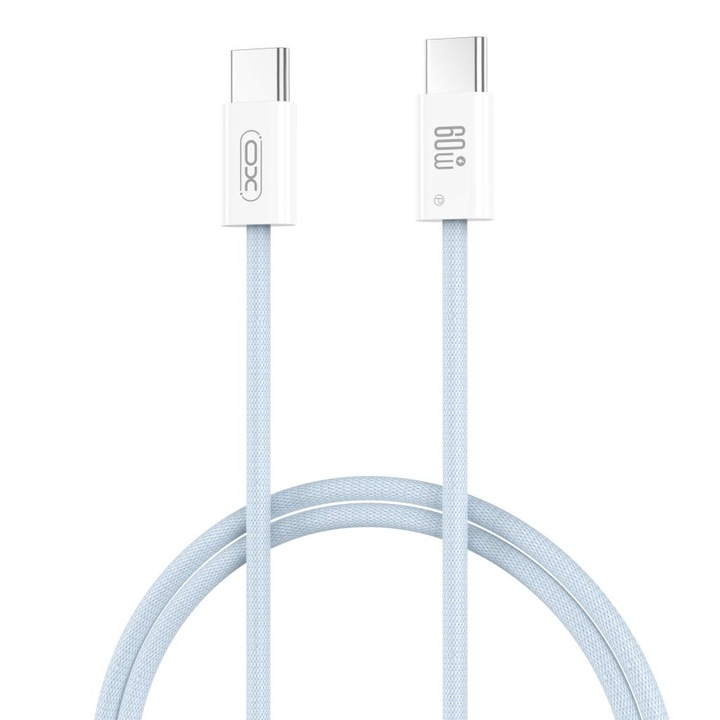 Cablu de la Type-C la Type-C, XO, 1м, 60W Braided NB-Q273, albastru