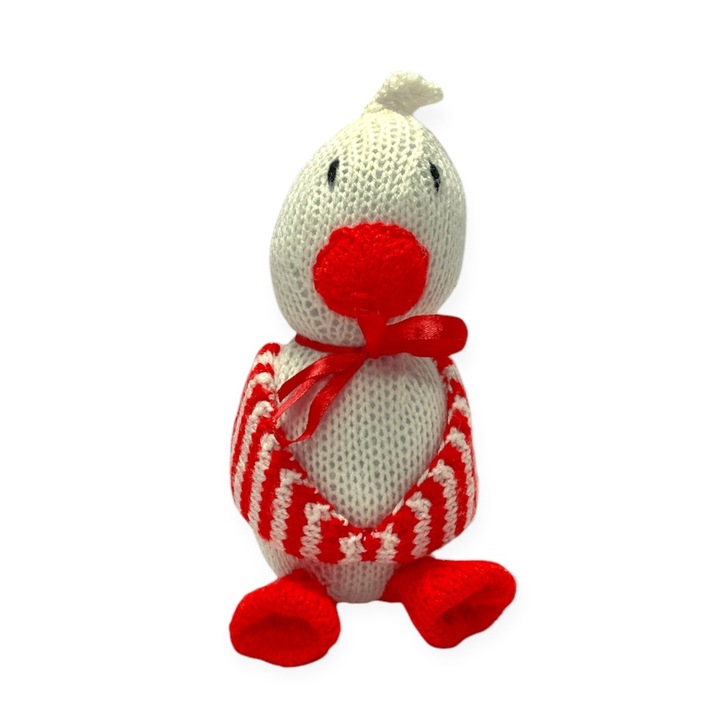 Плетена плюшена играчка Chippo 21-99-319 1-105, Пиле, Червена панделка, 25 см, Бял/Червен