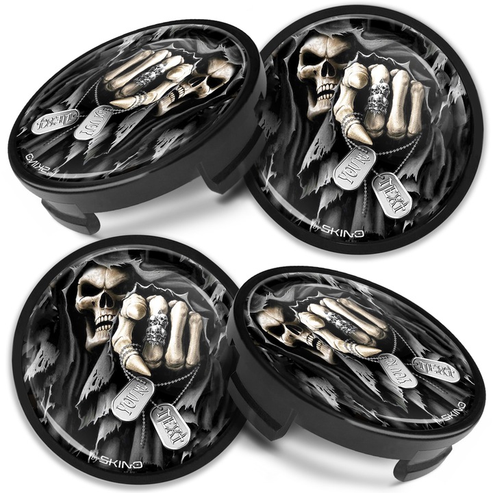 SkinoEu 54mm-es keréksapkák kompatibilis FORD könnyűfém felnikkel 6M-21-1003 AA / 6M-21-1003 BA Skull CF 17 4db