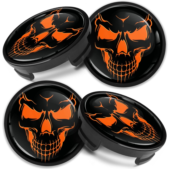 Комплект капачки за джанти SkinoEu, 54 мм, съвместими с алуминиеви джанти за FORD, 6M-21-1003 AA / 6M-21-1003 BA, Череп, CF 37, 4бр