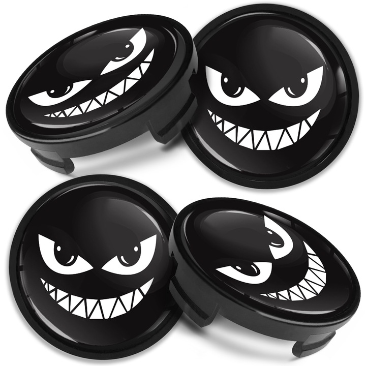 Комплект капачки за джанти SkinoEu, 54 мм, съвместими с алуминиеви джанти за FORD, 6M-21-1003 AA / 6M-21-1003 BA, Черно/бяло, CF 62, 4бр