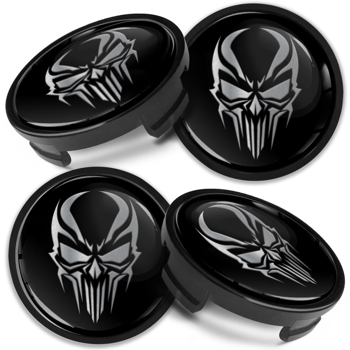 Комплект капачки за джанти SkinoEu, 54 мм, съвместими с алуминиеви джанти за FORD, 6M-21-1003 AA / 6M-21-1003 BA, Череп, CF 67, 4бр