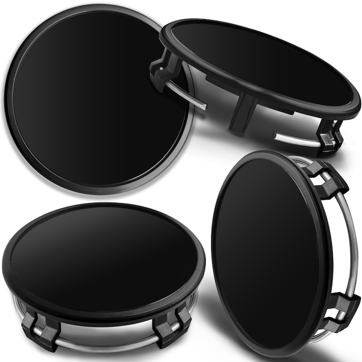 Комплект капачки за джанти SkinoEu, 75 мм, съвместими с алуминиеви джанти за Mercedes Benz, B66470202 / B66470200, Черно, CM 0, 4бр