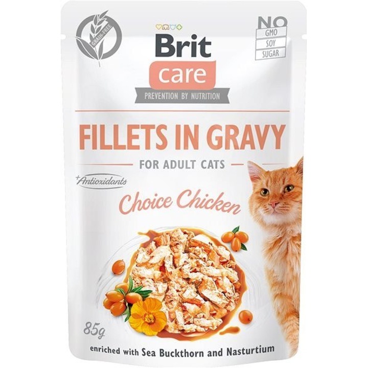 Hrana umeda pentru pisici adulte BRIT Care Fillets in gravy, pui in sos 24 x 85 g