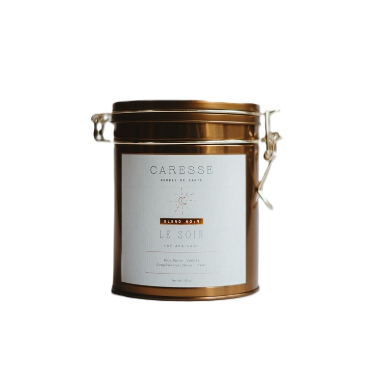 Gyógytea Caresse, Le Soir, Vaníliával, fémdoboz, 105 g