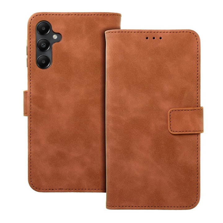 Husa pentru Samsung A16 Daden Leather Flip, tip carte, Suport card, Functie de Stand si Inchidere Magnetica, Protectie Sporita, Maro