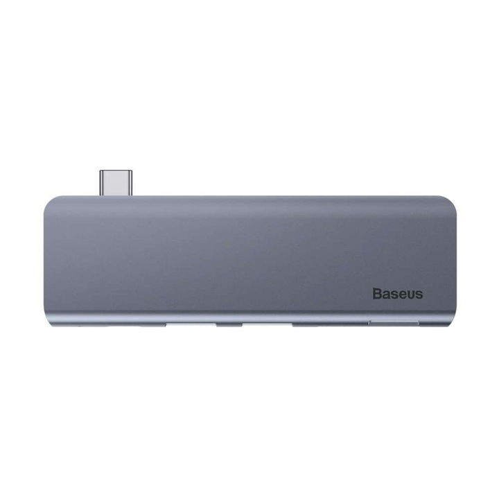 USB хъб Baseus Harmonica, 5 Порта, Type-C към 2xUSB 3.0, PD, TF, Micro SD, Сив