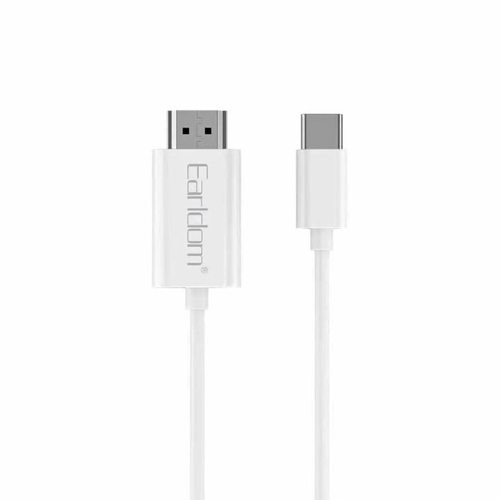 Кабел Earldom ET-W32, Type-C - HDMI 4K, 2м., Бял