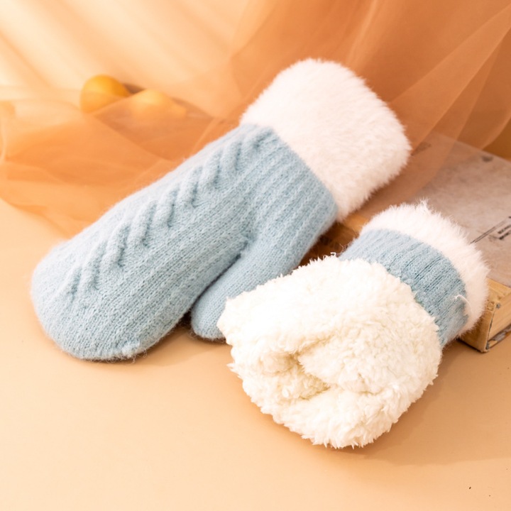 Manusi de iarna, Enforose, design mohair, captuseala pufoasa, multicolor, pentru femei