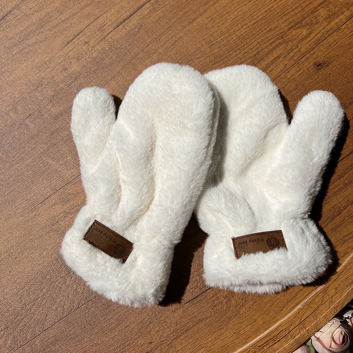 Manusi de blana de iepure ca catifea si manusi de plus de hartie pentru toamna si iarna, manusi calde, moda de iarna, fete si studenti dragute