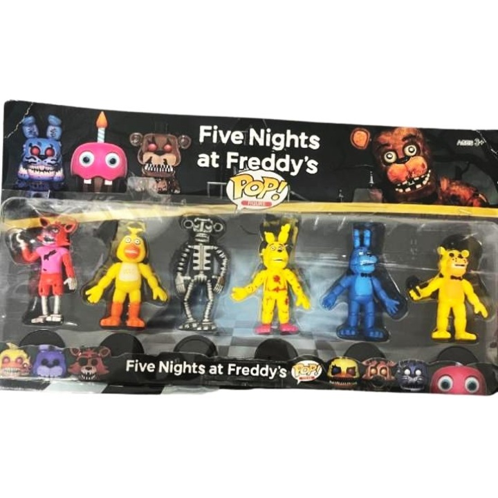 Freddy, 6 db POP figurából álló szett Five Nights at Freddy's, sokszínű, állvánnyal, 12-14cm