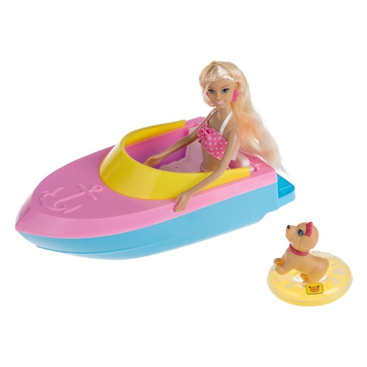 Játékbaba szett, Betty, 30 cm, fürdőruha, többszínű, összecsukható kiegészítők, 3 részes