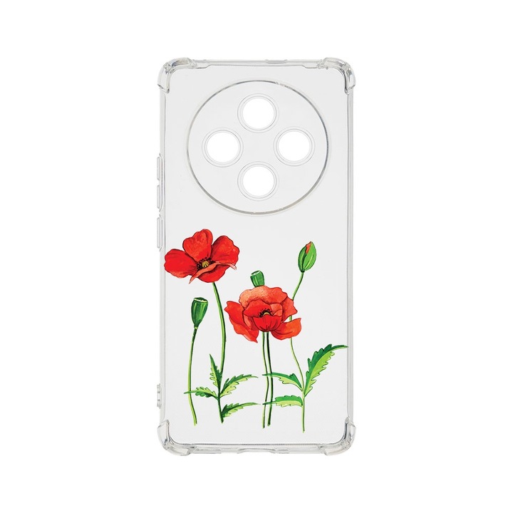 BestCase Anti Shock 1.5MM telefontok, kompatibilis modell Xiaomi Redmi 14C, Red Poppy, Air Cushion Technology, AS 643