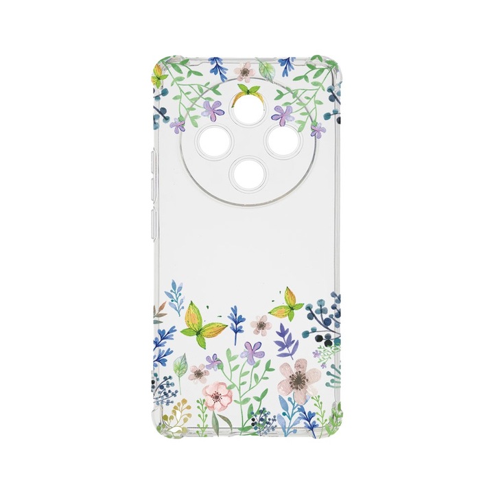 BestCase Anti Shock 1.5MM telefontok, kompatibilis modell Xiaomi Redmi 14C, Butterfly Flowers, Air Cushion Technology, AS 95