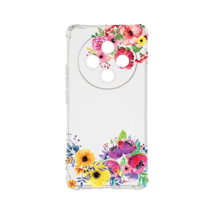 BestCase Anti Shock 1.5MM telefontok, kompatibilis modell Xiaomi Redmi 14C, Flowers, Air Cushion Technology, AS 56