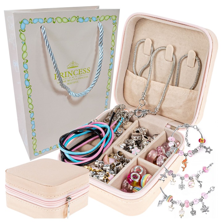 Set realizare bijuterii, 68 Piese, 6ani+, Multicolor