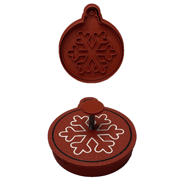 CookieStamp pentru biscuiti, fursecuri, prajituri, fondant, lut, plastilina, forma Glob, plastic Rosu, 89x74x16 mm