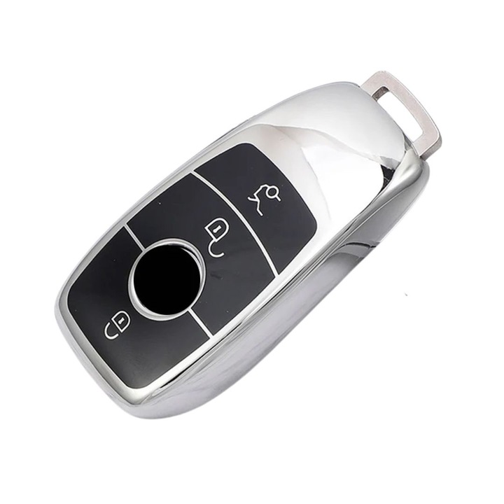 Husa cheie TPU 3 butoane Mercedes-Benz, AUTOTOB®, argintiu