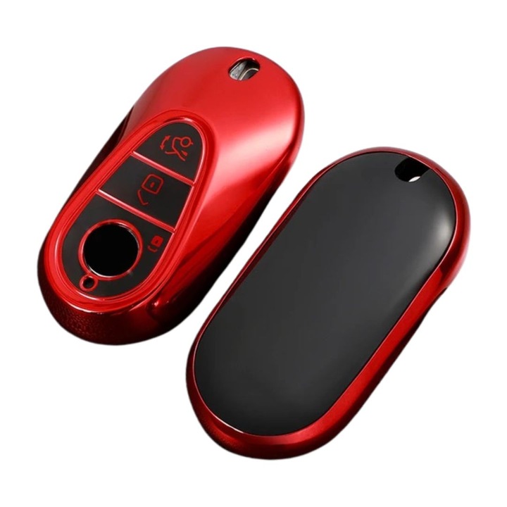 Husa cheie TPU 3 butoane Mercedes-Benz model 2022, AUTOTOB®, rosu