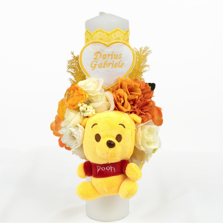 Lumanare Botez din Parafina, model "Winnie the Pooh", culoare Galben, marca LoreBebe ®