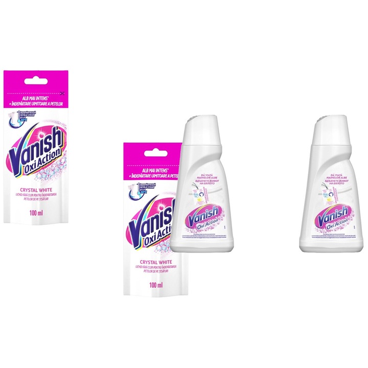 Set Vanish 4 x Variety, 2 x Pete Lichid 1l Pink, 2 x Pete Lichid 1l White, fresh aroma, parfum floral, distruge calcarul, rapid si eficient, testat dermatologic, prospetime de lunga durata, eficacitate maxima, continut generos