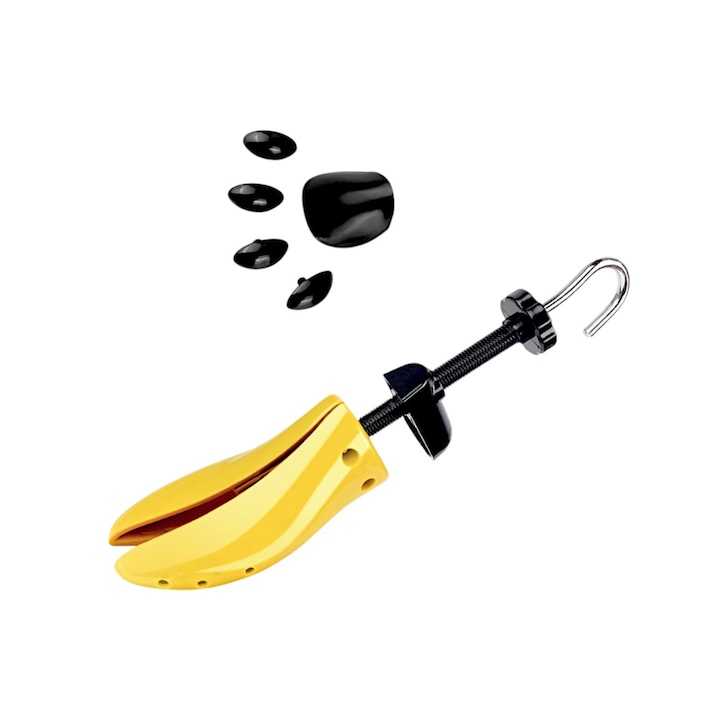 Set 2 calapoade, pantofi, cizme, pentru largit si alungit, material plastic si metal, femei si barbati, pentru marimi 35-41, rol de extensor, culoare galben/negru, usor de utilizat