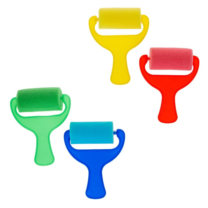 Gyerek festőhenger készlet, 4 db, 10,5x13cm, habszivacs, műanyag
