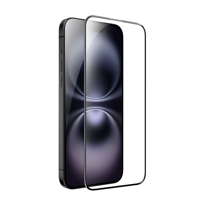 Mobile Origin EasyGlass üvegfólia, amely kompatibilis az iPhone 15 Plus / 16 Plus Black készülékkel